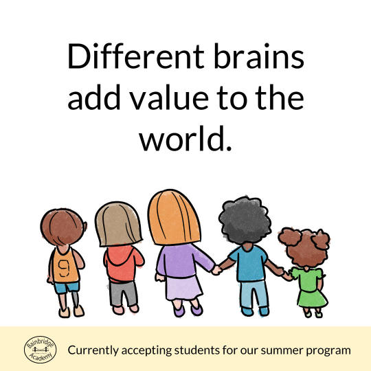 doodle of children holding hands with words saying different brains add value to the world